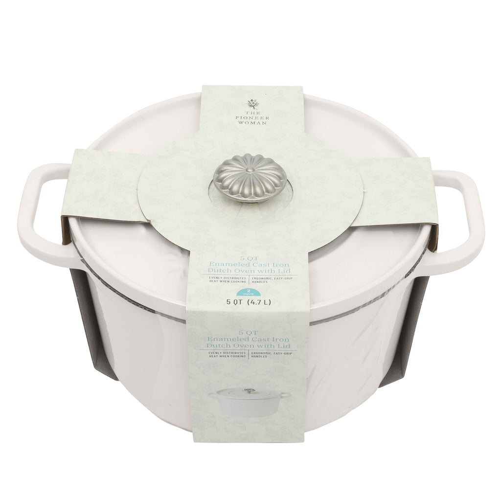 PioneerHome™ 5-Quart Enameled Cast Iron Dutch Oven with Lid, Linen - PioneerHome™