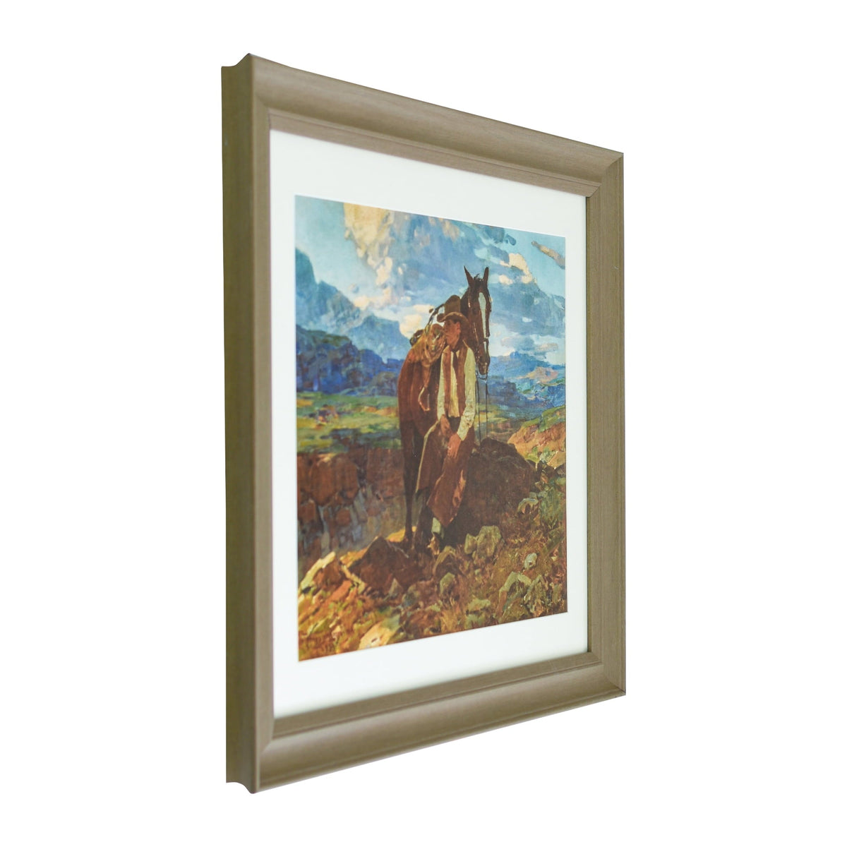 PioneerHome™ Frank Tenney Johnson "An Idle Dreamer" Framed Western Wall Art Print, Cowboy and - PioneerHome™