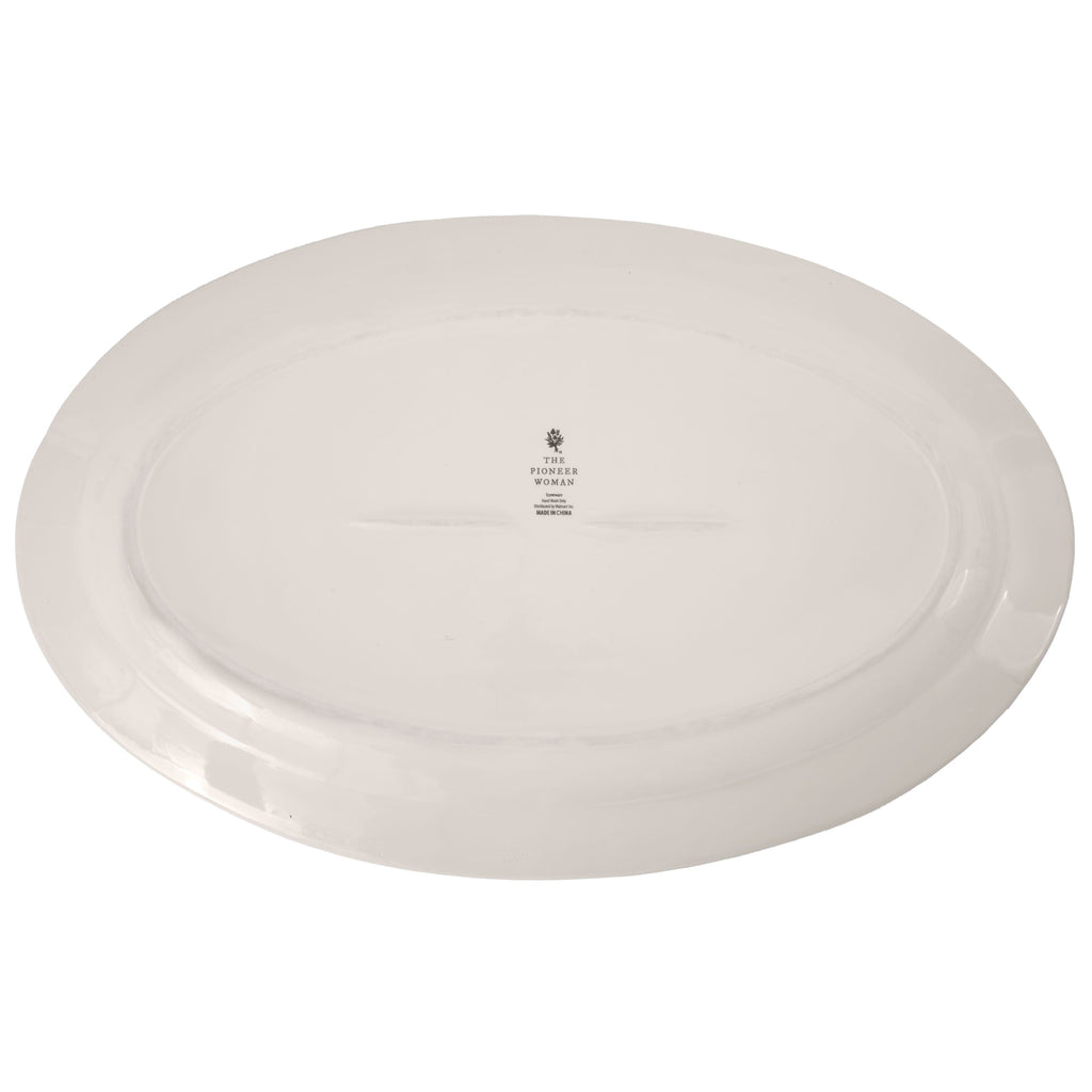 PioneerHome™ Vintage Lace 20-inch Stoneware Oval Serving Tray Platter, White - PioneerHome™