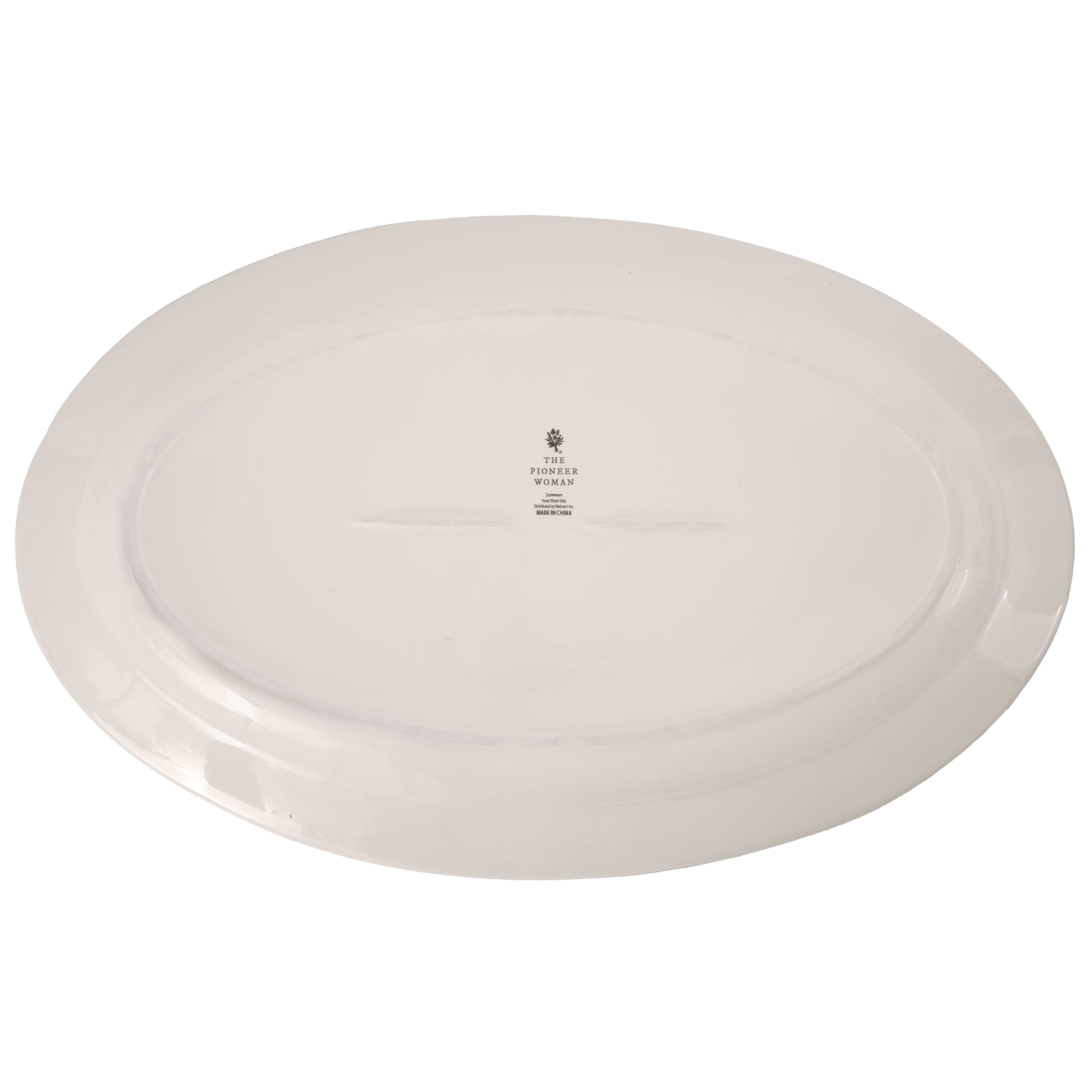 PioneerHome™ Vintage Lace 20-inch Stoneware Oval Serving Tray Platter, White - PioneerHome™