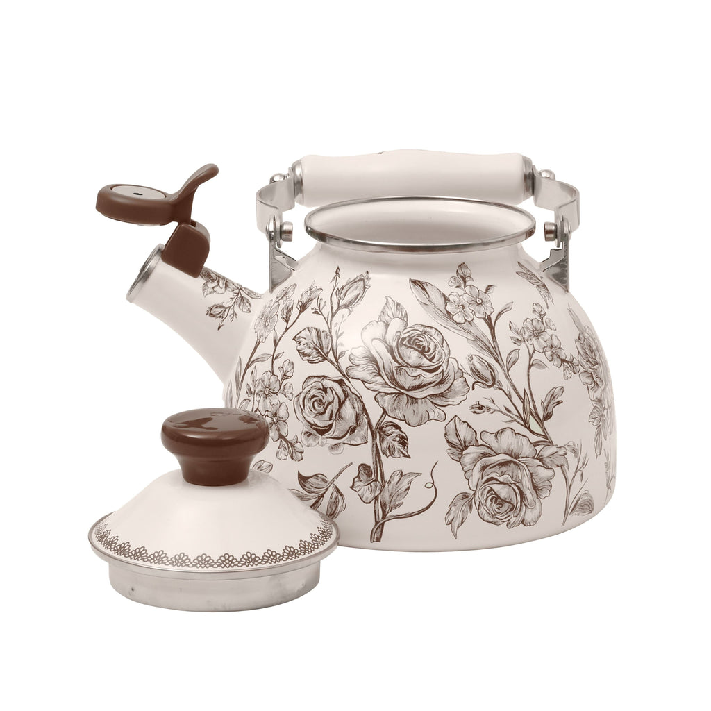 PioneerHome™ 2.0-Quart Enamel on Steel Agatha Tea Kettle, Brown - PioneerHome™