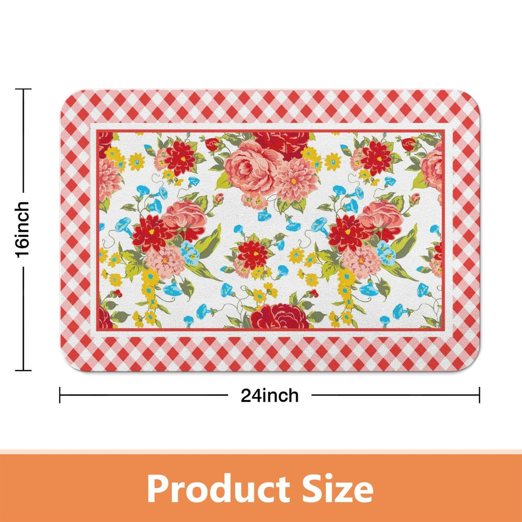 PioneerHome™ Flower Kitchen Mat Sets 2 Piece Farmhouse Anti Fatigue Waterproof Stain Resistant Floor Rug Non Slip - PioneerHome™