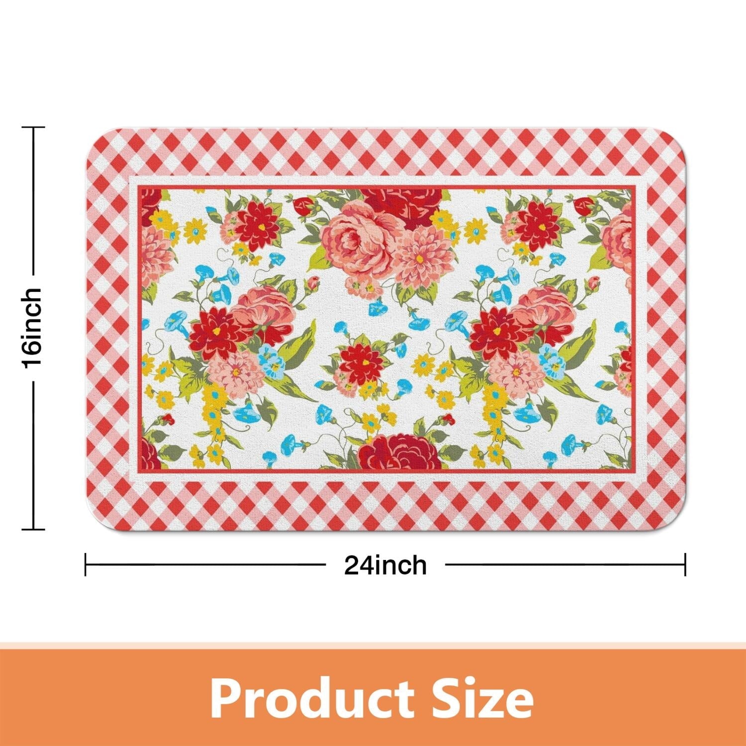 PioneerHome™ Flower Kitchen Mat Sets 2 Piece Farmhouse Anti Fatigue Waterproof Stain Resistant Floor Rug Non Slip - PioneerHome™