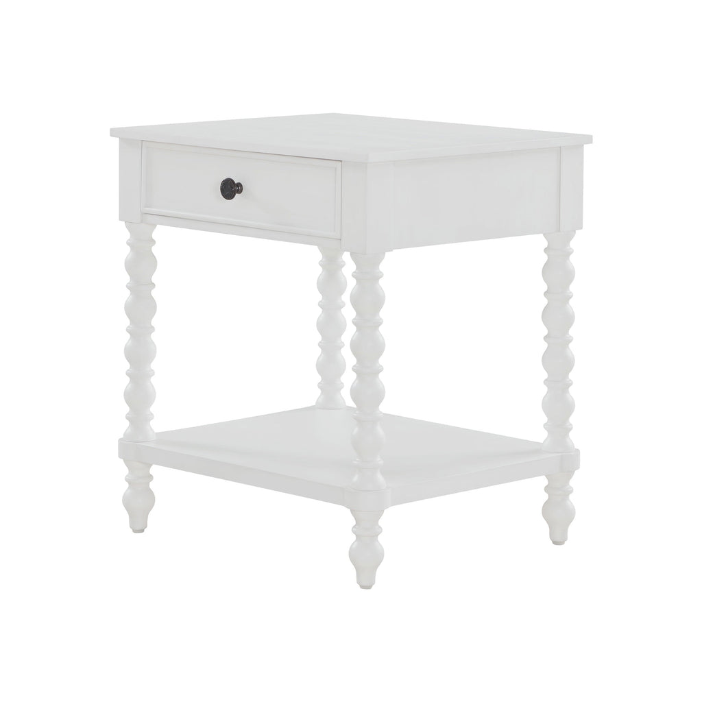 PioneerHome™ Harper Spindle Nightstand with USB Charging Ports, Adults and Teens, White Finish - PioneerHome™