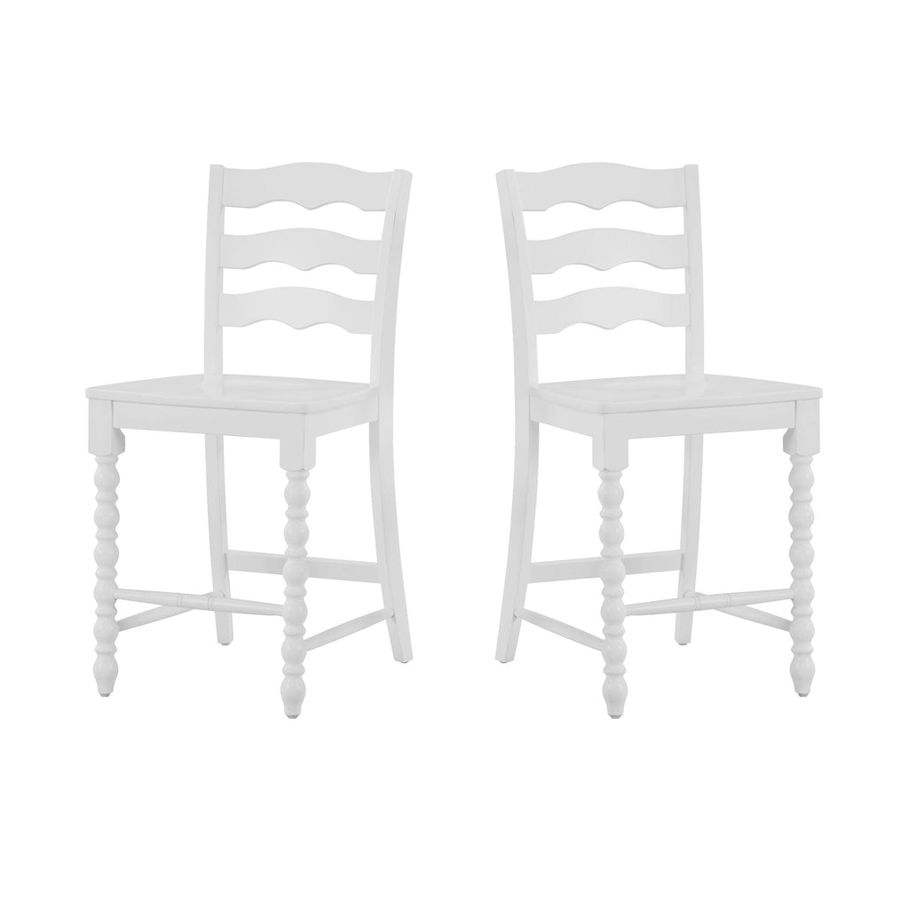 PioneerHome™ Harper Counter-height Wood Stools, 2 Pack, White - PioneerHome™