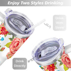 PioneerHome™ 40 Oz Tumbler with Handle Lid and Straw Pioneer Flower Women Stainless Steel Travel Mug Double - PioneerHome™