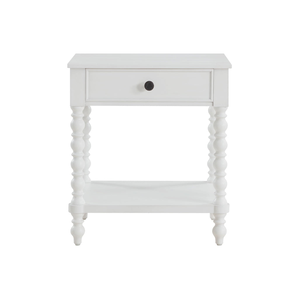 PioneerHome™ Harper Spindle Nightstand with USB Charging Ports, Adults and Teens, White Finish - PioneerHome™