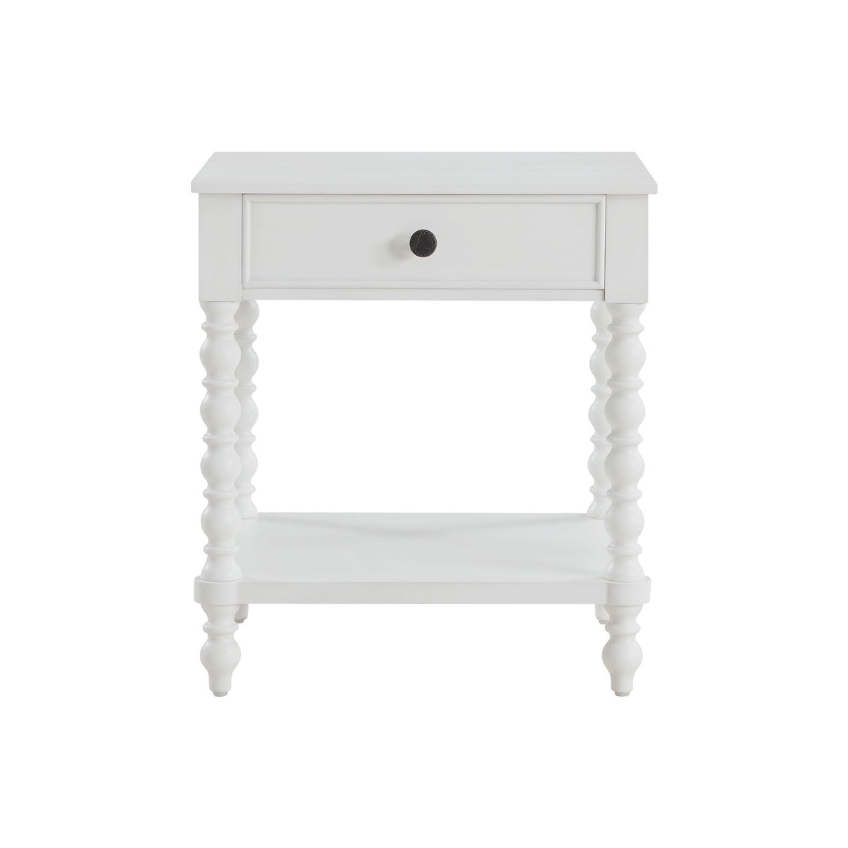 PioneerHome™ Harper Spindle Nightstand with USB Charging Ports, Adults and Teens, White Finish - PioneerHome™