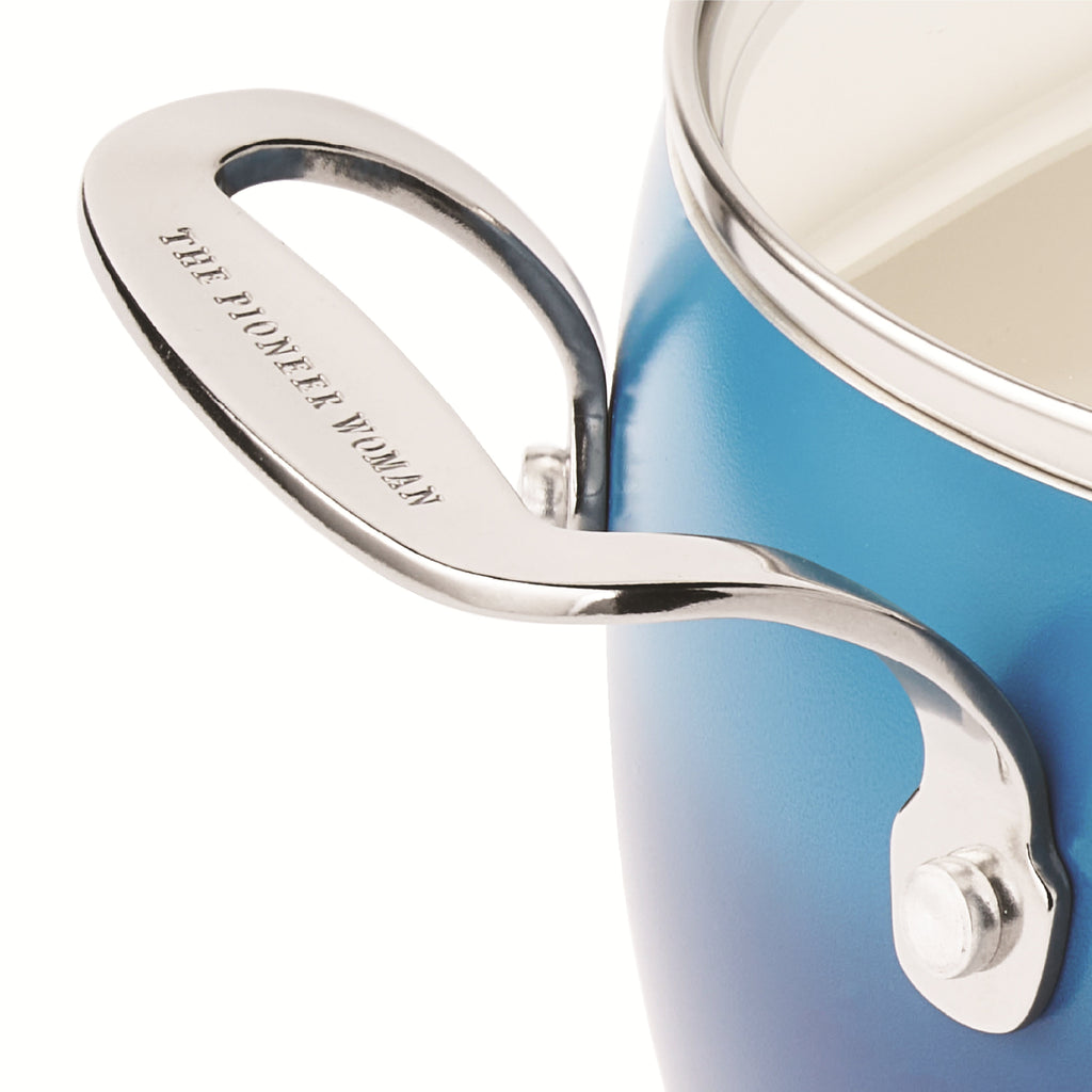 PioneerHome™ Harlow 15-Piece Cookware Set, Ceramic Non-Stick Pots and Pans Set, Denim Blue - PioneerHome™