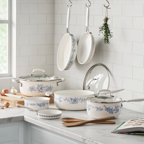 PioneerHome™ 12-Piece Classic Ceramic Cookware Set, Agatha Blue - PioneerHome™