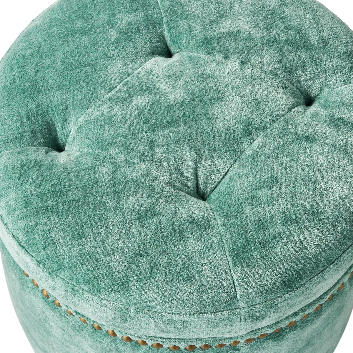 PioneerHome™ Harper Round Velvet Storage Ottoman, Jade, 17.72 in - PioneerHome™