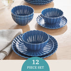 PioneerHome™ Colette 12-Piece Stoneware Dinnerware Set, Blue - PioneerHome™