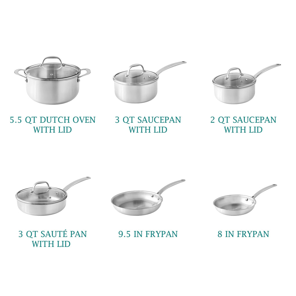 PioneerHome™ 14-Piece Stainless Steel Cookware Set, Cooking Pots and Pans Set with Kitchen Utensils - PioneerHome™