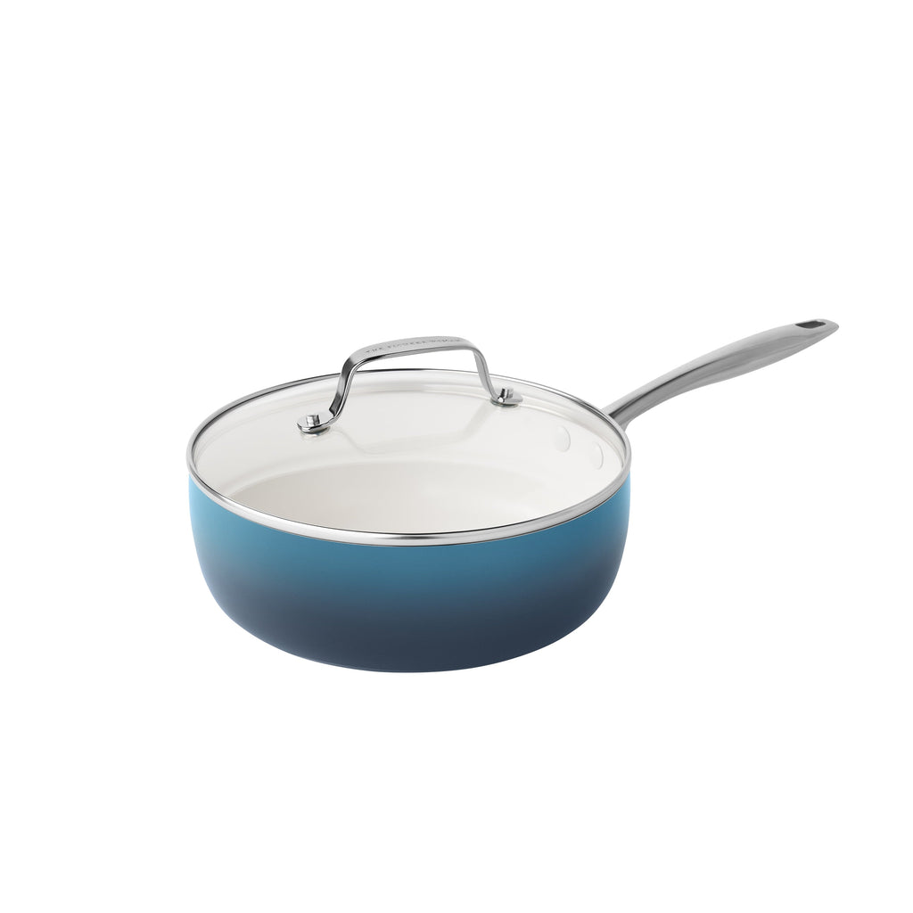 PioneerHome™ Harlow 15-Piece Cookware Set, Ceramic Non-Stick Pots and Pans Set, Denim Blue - PioneerHome™