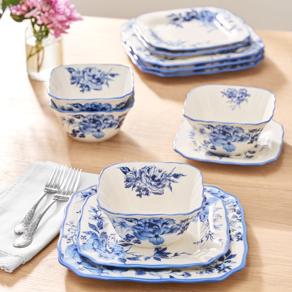 PioneerHome™ Delilah 12-Piece Stoneware Dinnerware Set, Blue - PioneerHome™
