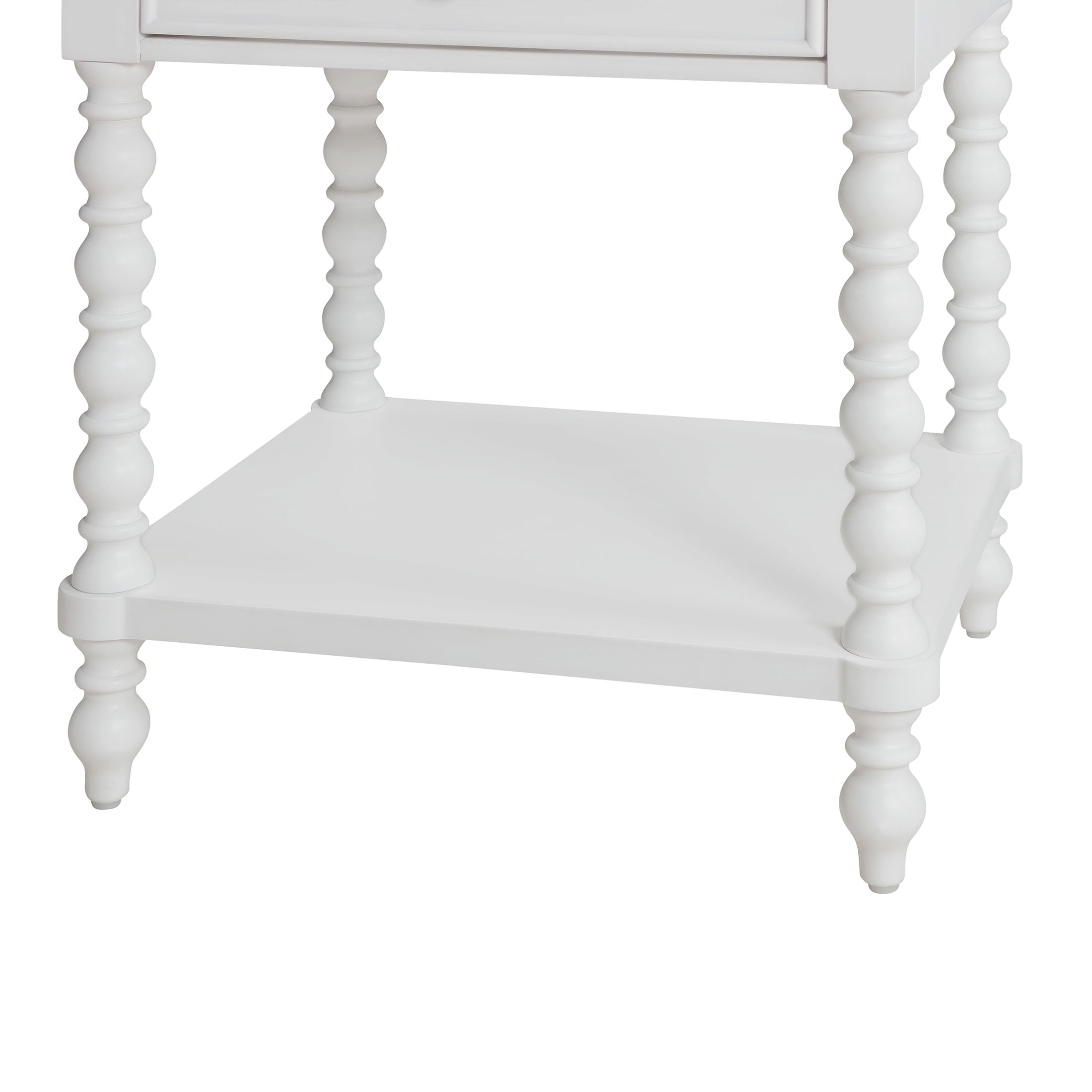 PioneerHome™ Harper Spindle Nightstand with USB Charging Ports, Adults and Teens, White Finish - PioneerHome™