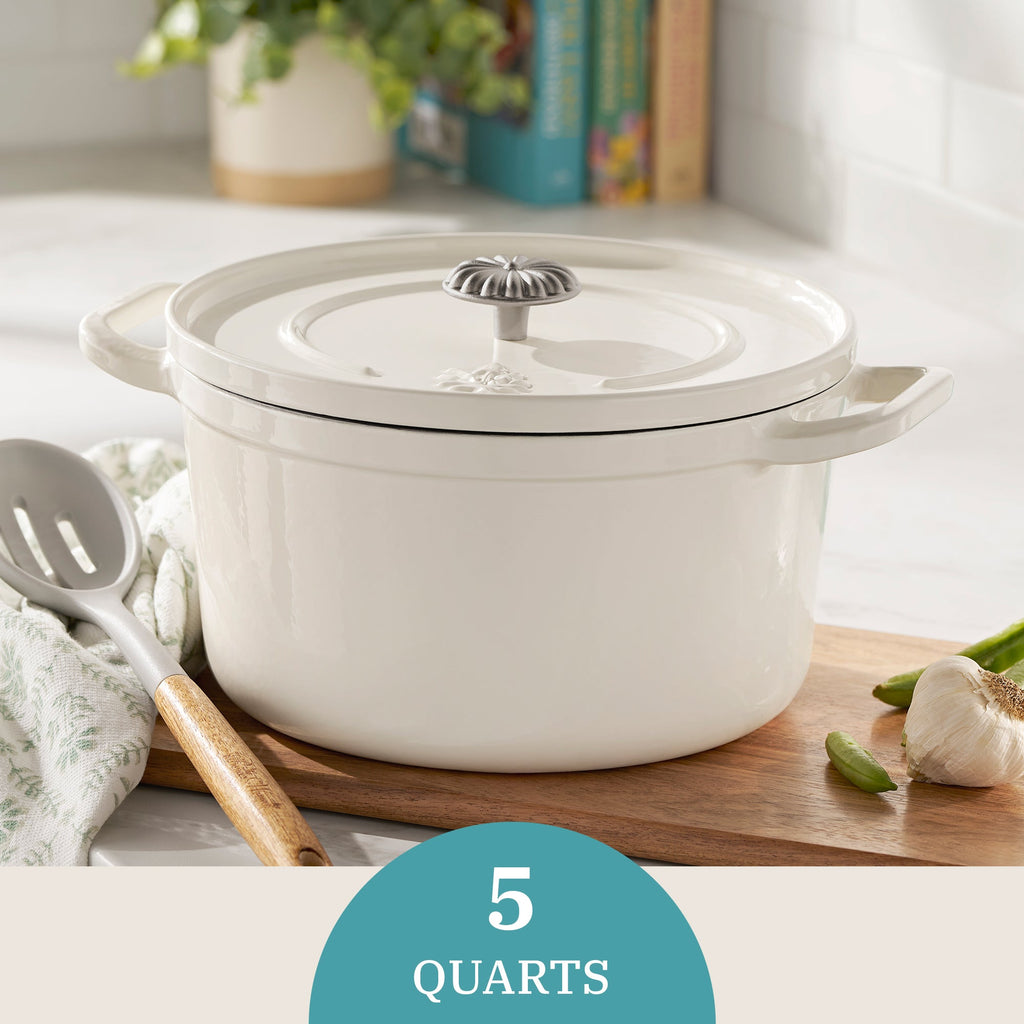 PioneerHome™ 5-Quart Enameled Cast Iron Dutch Oven with Lid, Linen - PioneerHome™