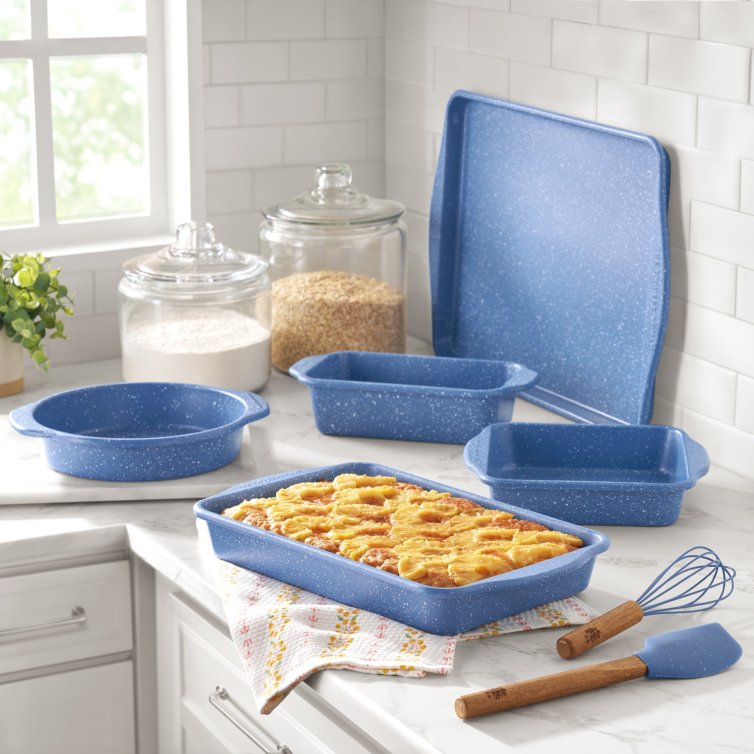 PioneerHome™ 7-Piece Aluminized Steel Bakeware Set, Nonstick, Blue Speckle - PioneerHome™