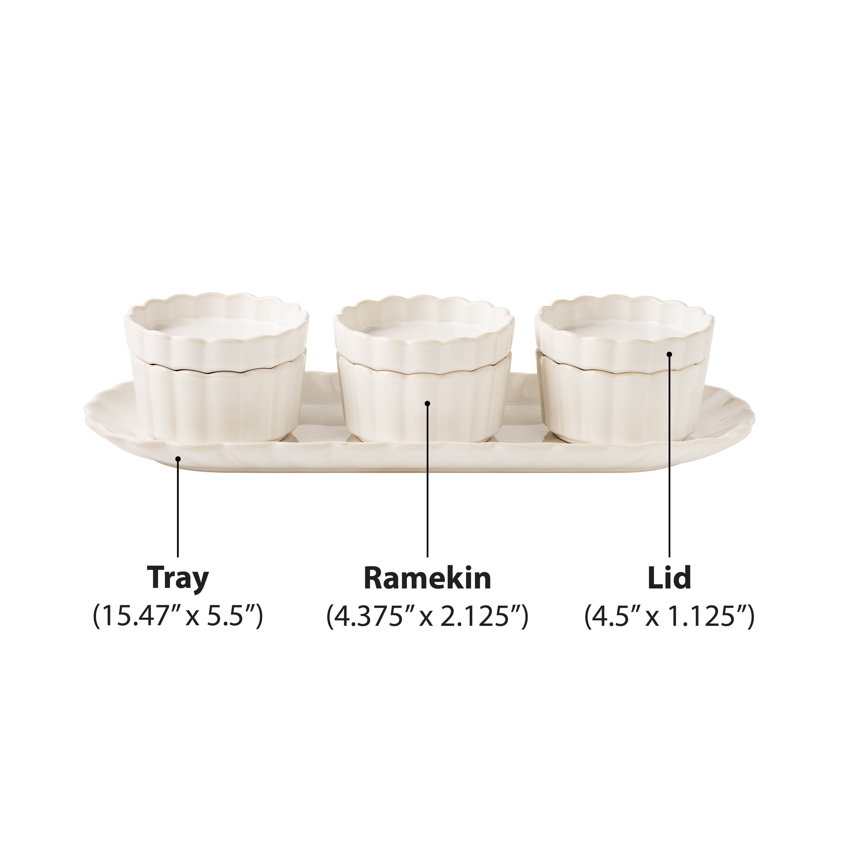 PioneerHome™ Pioneer Woman Cream Colette Tray with 3 Bowls with lids - PioneerHome™