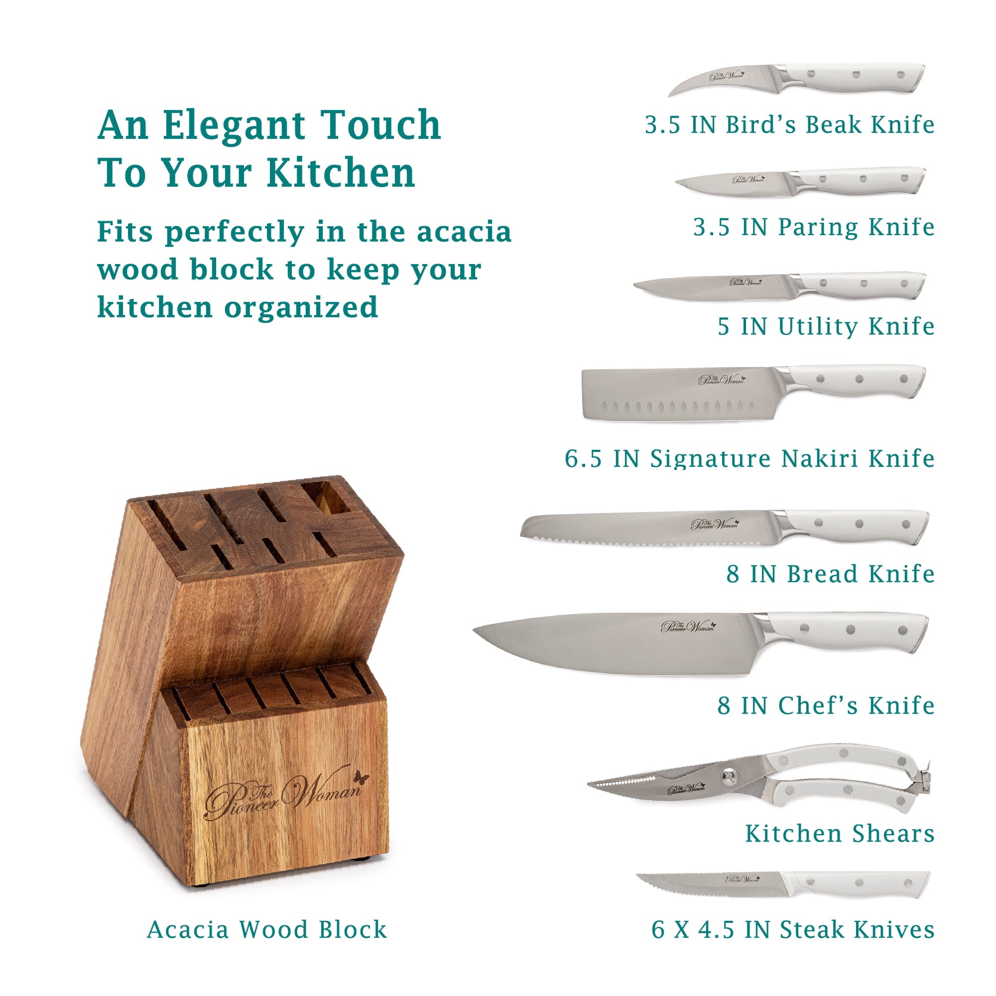PioneerHome™ Pioneer Signature 14-Piece Stainless Steel Knife Block Set, Gray - PioneerHome™