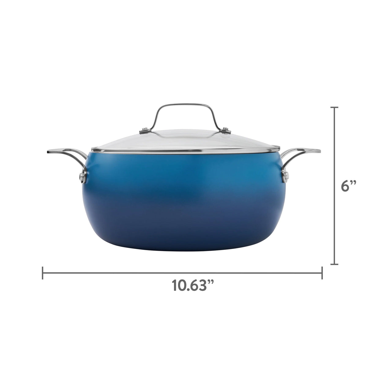 PioneerHome™ Harlow 7.5 Qt Ceramic Non-Stick Stock Pot with Lid, Denim Blue - Farmhouse - PioneerHome™