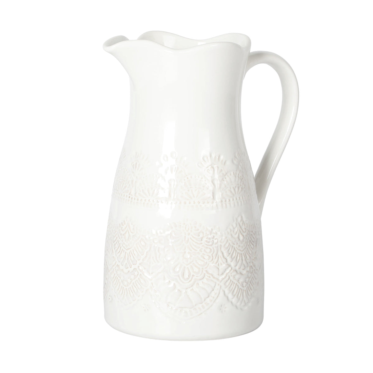 PioneerHome™ Vintage Lace Linen 9-inch Ceramic Pitcher - PioneerHome™
