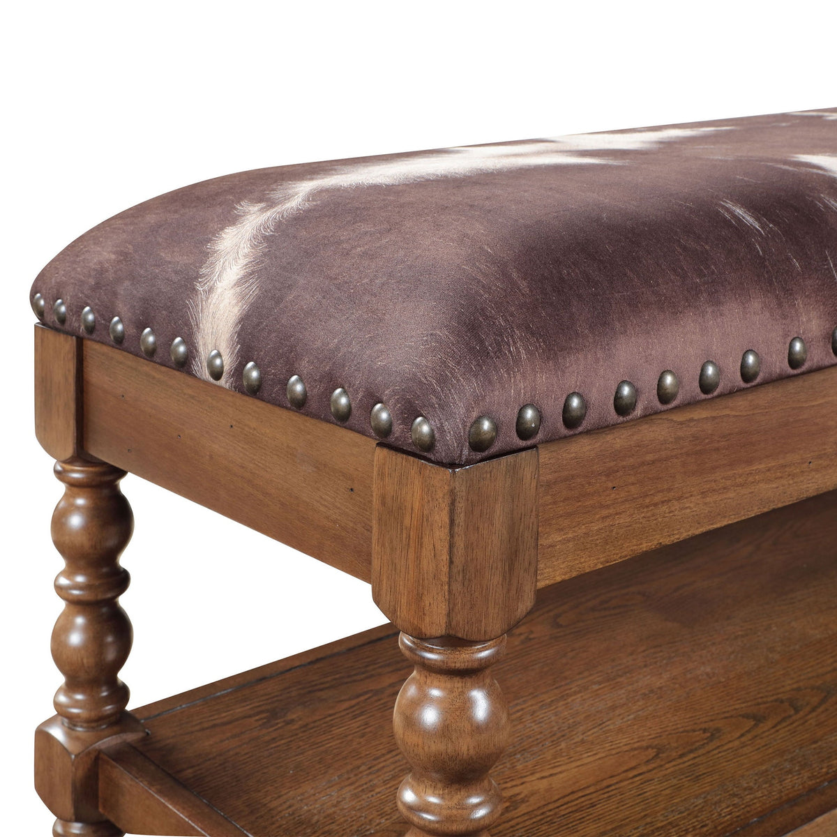 PioneerHome™ Harper Bench, Faux Cowhide Fabric - PioneerHome™
