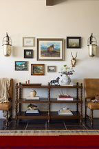 PioneerHome™ Harper Spindle Wood Decorative Wall Mirror, Beaded Turned Wood Mirror, Rustic Brown 24x30 - PioneerHome™