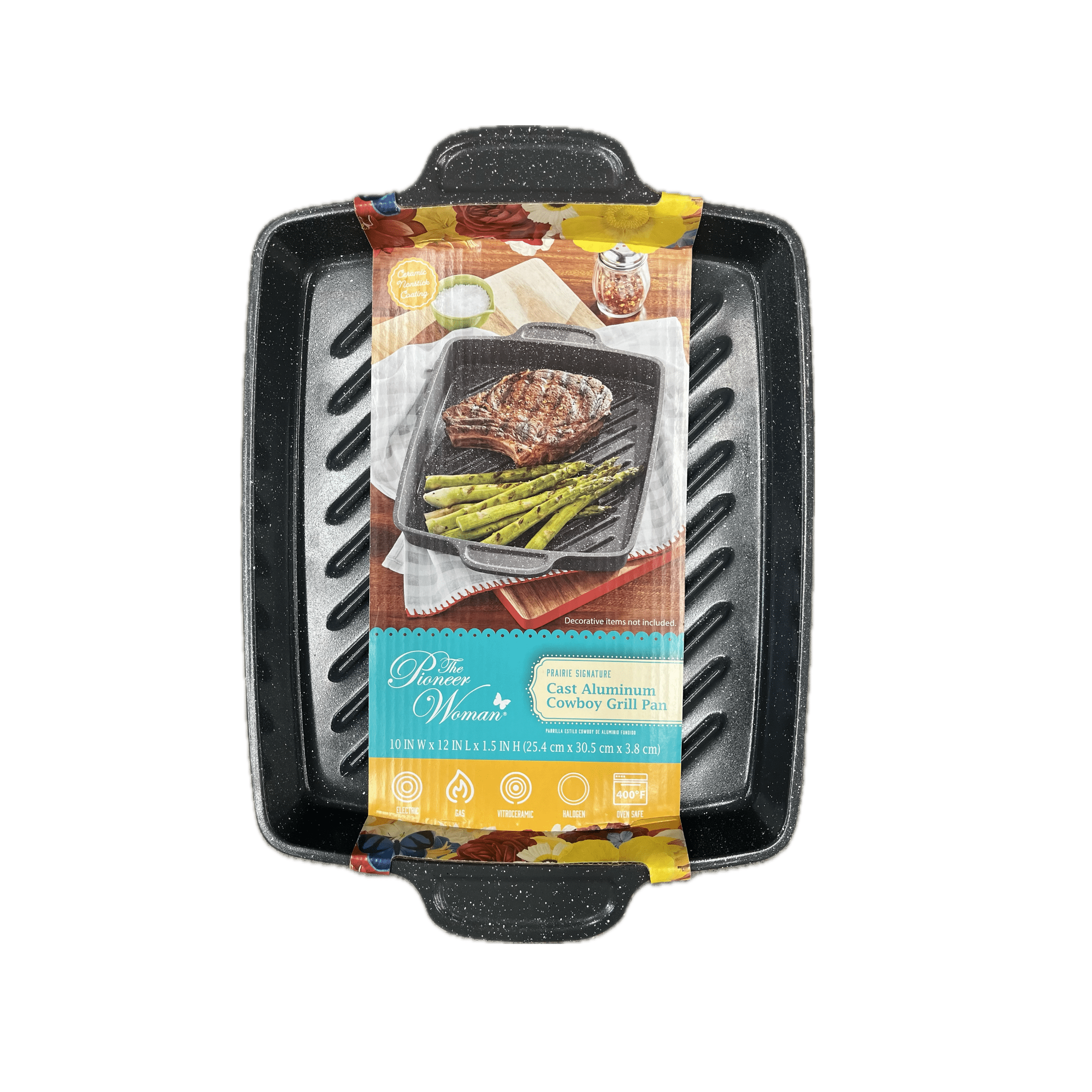 PioneerHome™ Prairie Signature 10x12 inch Cast Aluminum Nonstick Cowboy Steak Pan with Speckled Design - PioneerHome™