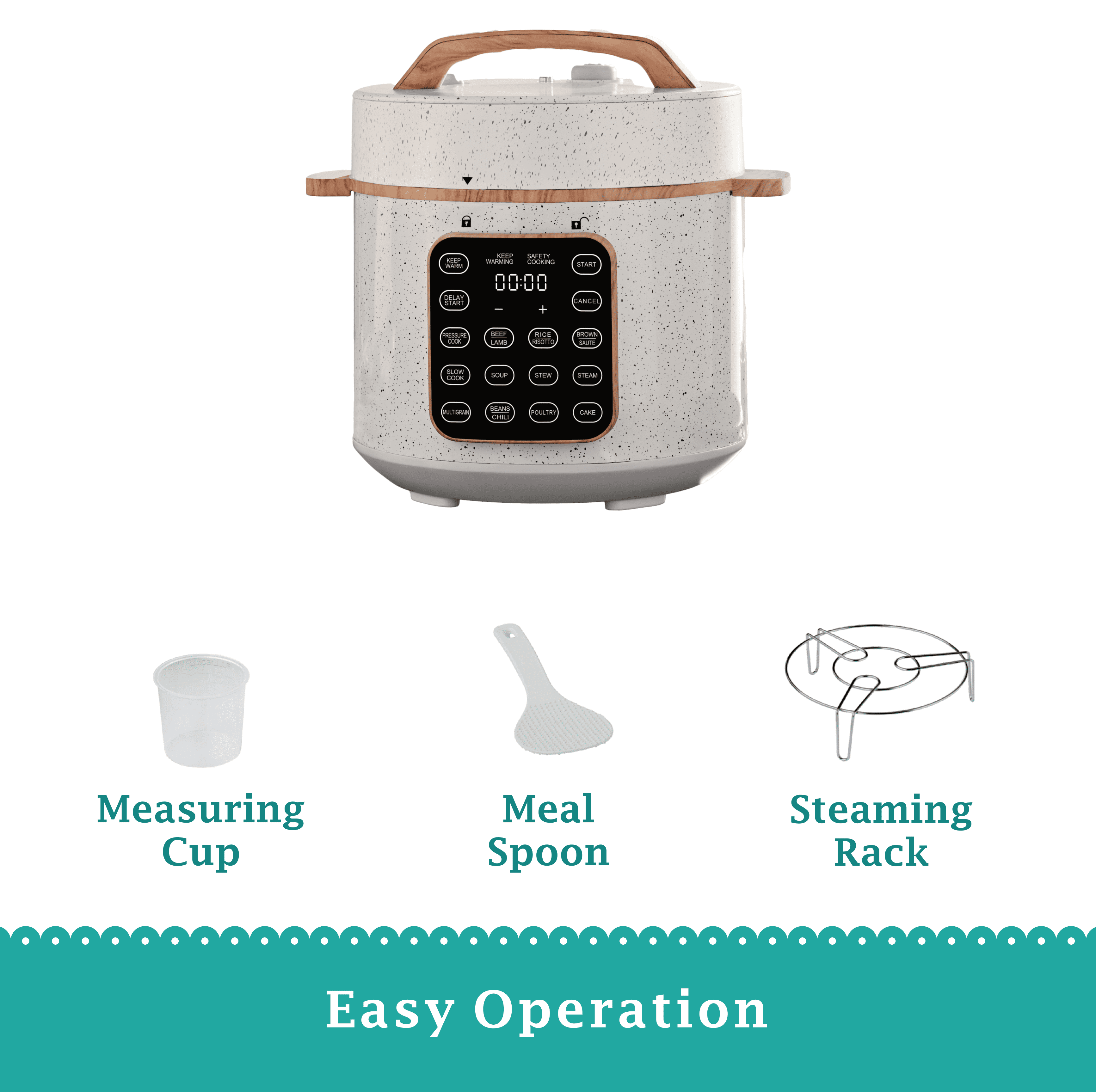 PioneerHome™ Linen Speckle 6-Quart Pressure Cooker with Touch Control Display - PioneerHome™