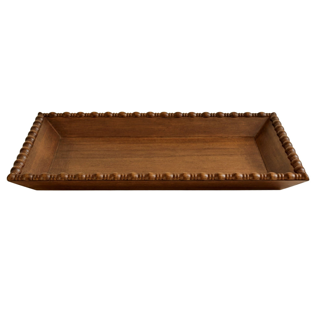 PioneerHome™ Harper Rustic Brown Decorative Tray with Beaded Rim, 18.7 x 12.4 inches - PioneerHome™