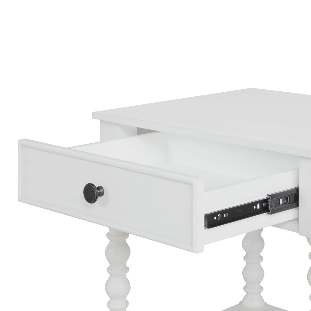 PioneerHome™ Harper Spindle Nightstand with USB Charging Ports, Adults and Teens, White Finish - PioneerHome™