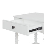 PioneerHome™ Harper Spindle Nightstand with USB Charging Ports, Adults and Teens, White Finish - PioneerHome™