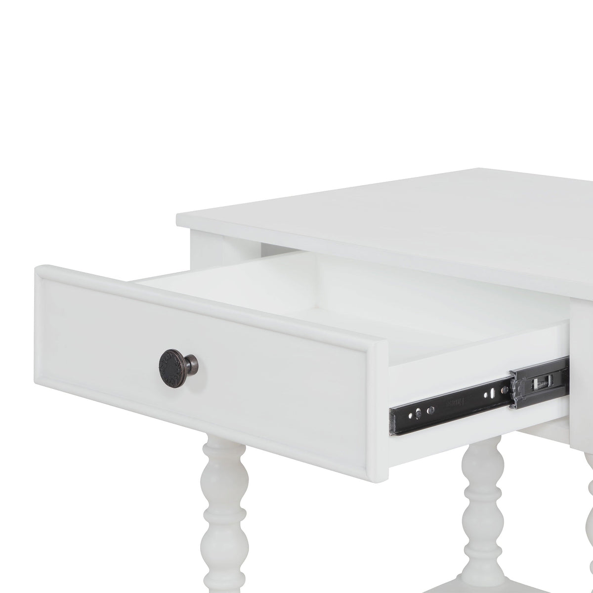 PioneerHome™ Harper Spindle Nightstand with USB Charging Ports, Adults and Teens, White Finish - PioneerHome™