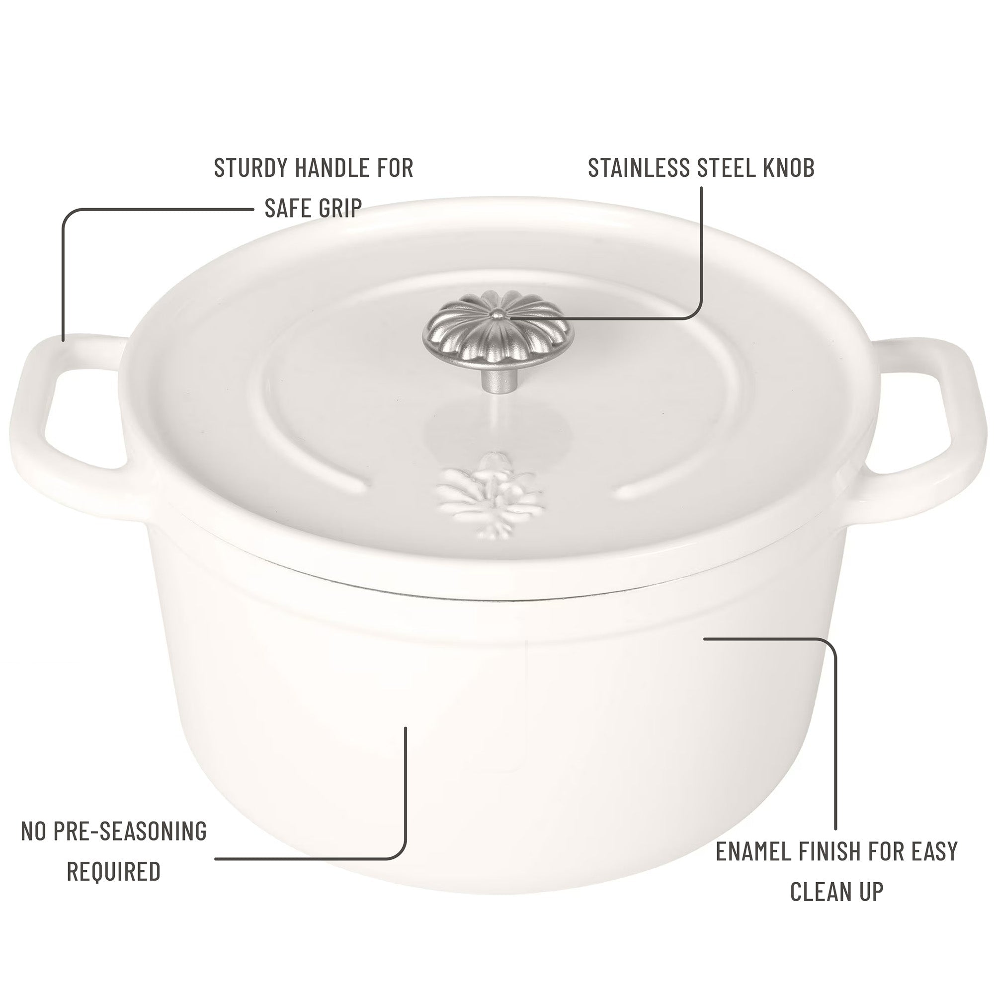 PioneerHome™ 5-Quart Enameled Cast Iron Dutch Oven with Lid, Linen - PioneerHome™