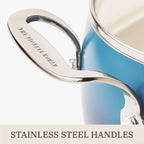 PioneerHome™ Harlow 15-Piece Cookware Set, Ceramic Non-Stick Pots and Pans Set, Denim Blue - PioneerHome™