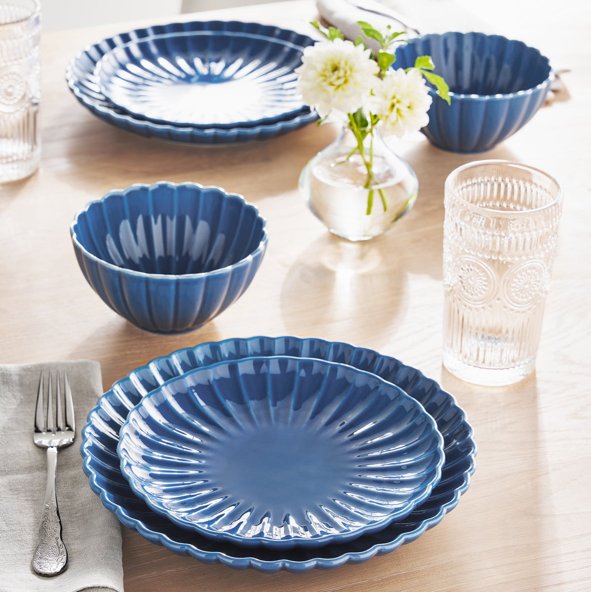 PioneerHome™ Colette 12-Piece Stoneware Dinnerware Set, Blue - PioneerHome™