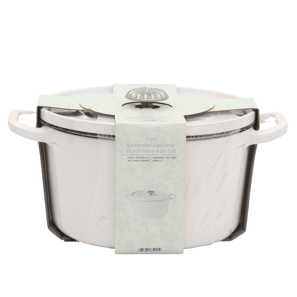 PioneerHome™ 5-Quart Enameled Cast Iron Dutch Oven with Lid, Linen - PioneerHome™