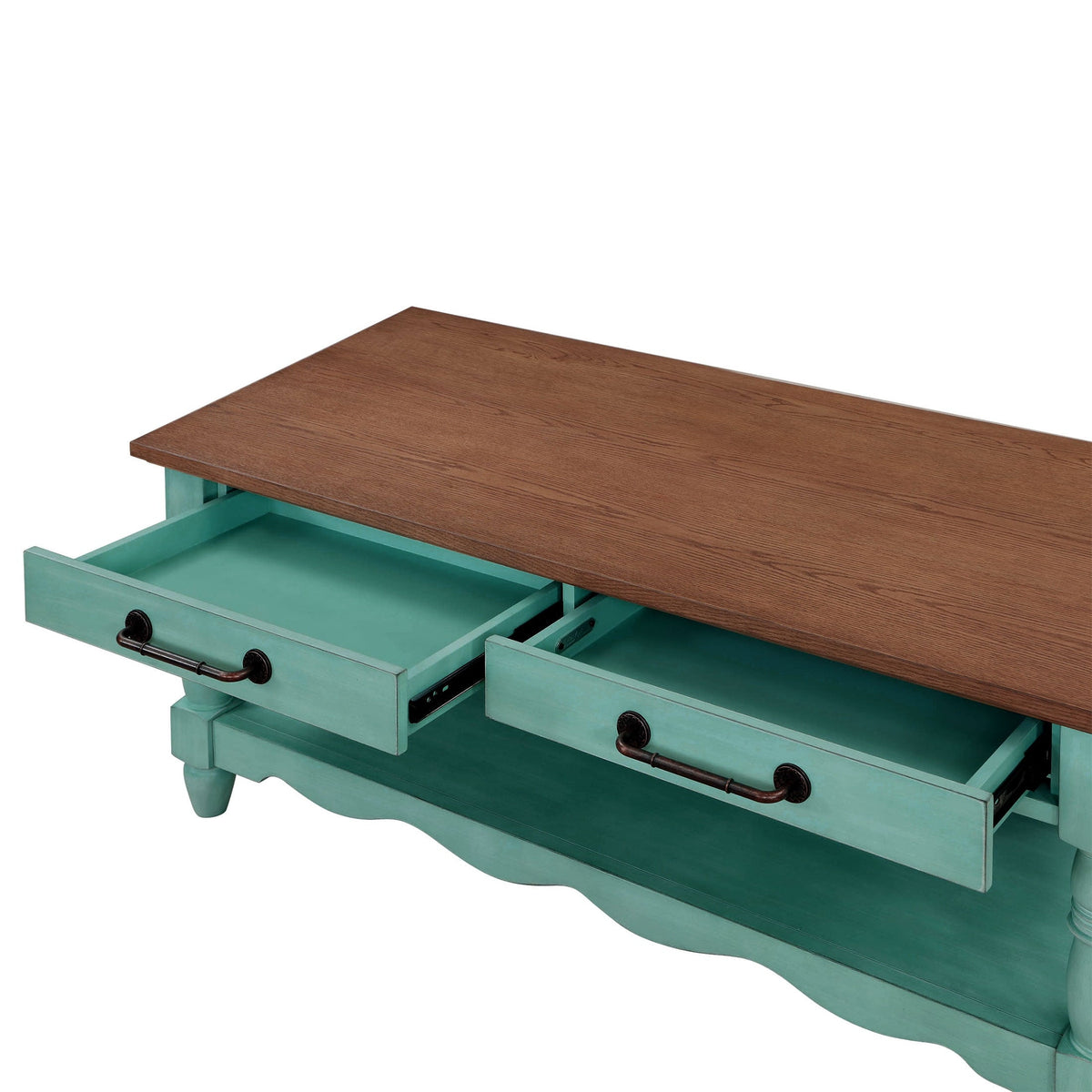 PioneerHome™ Helen Coffee Table Made With Solid Wood Frame, Teal - PioneerHome™
