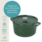 PioneerHome™ 5-Quart Enamel Cast Iron Dutch Oven with Lid, Dark Green - Rustic Home - PioneerHome™