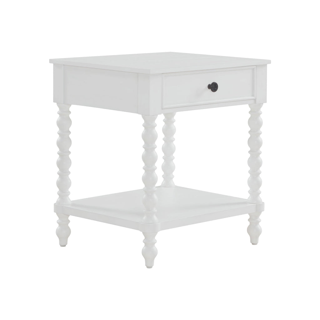 PioneerHome™ Harper Spindle Nightstand with USB Charging Ports, Adults and Teens, White Finish - PioneerHome™