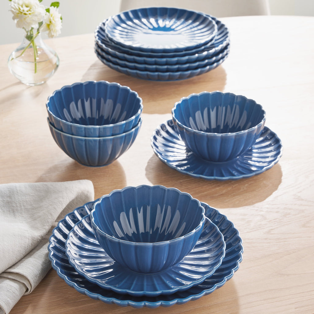 PioneerHome™ Colette 12-Piece Stoneware Dinnerware Set, Blue - PioneerHome™