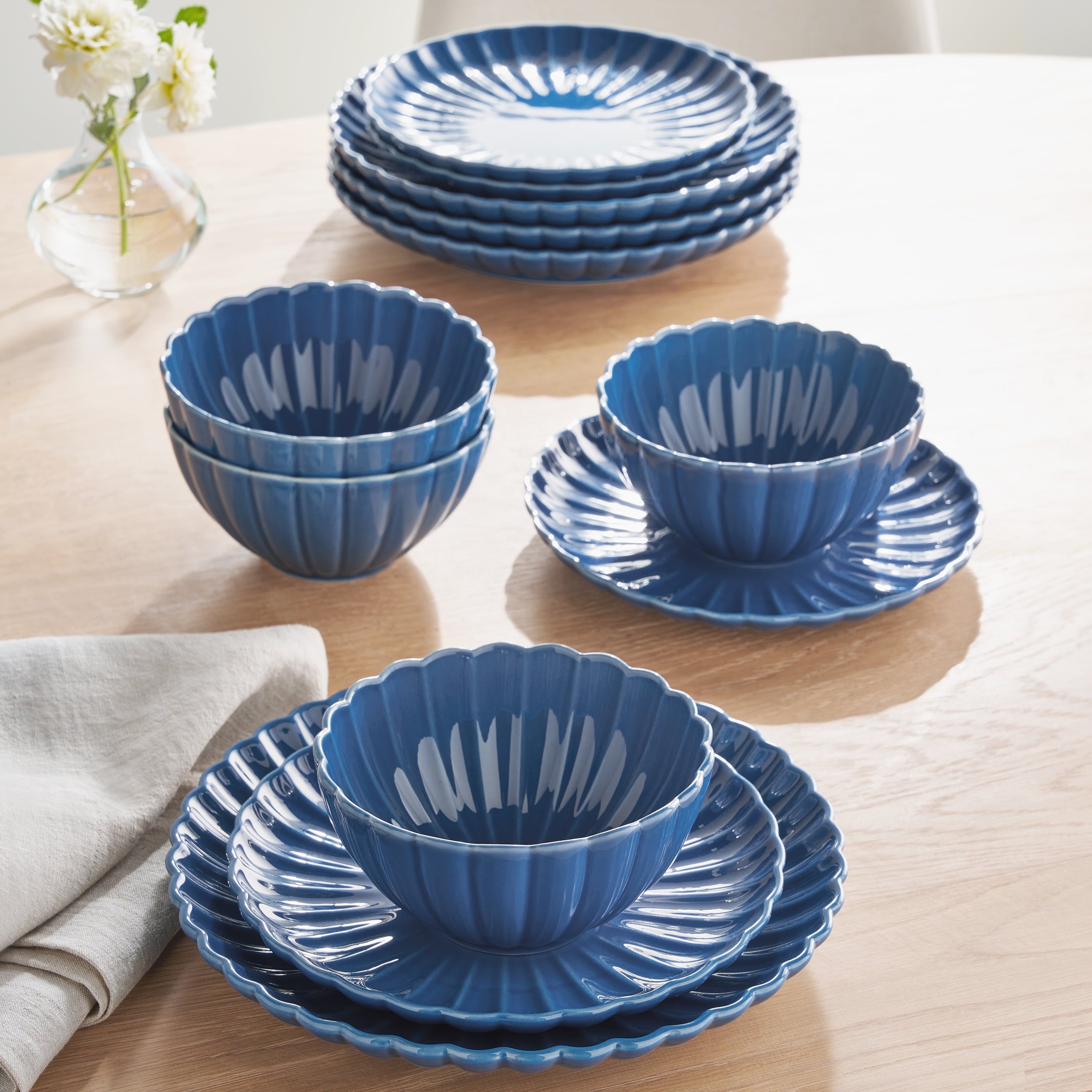 PioneerHome™ Colette 12-Piece Stoneware Dinnerware Set, Blue - PioneerHome™