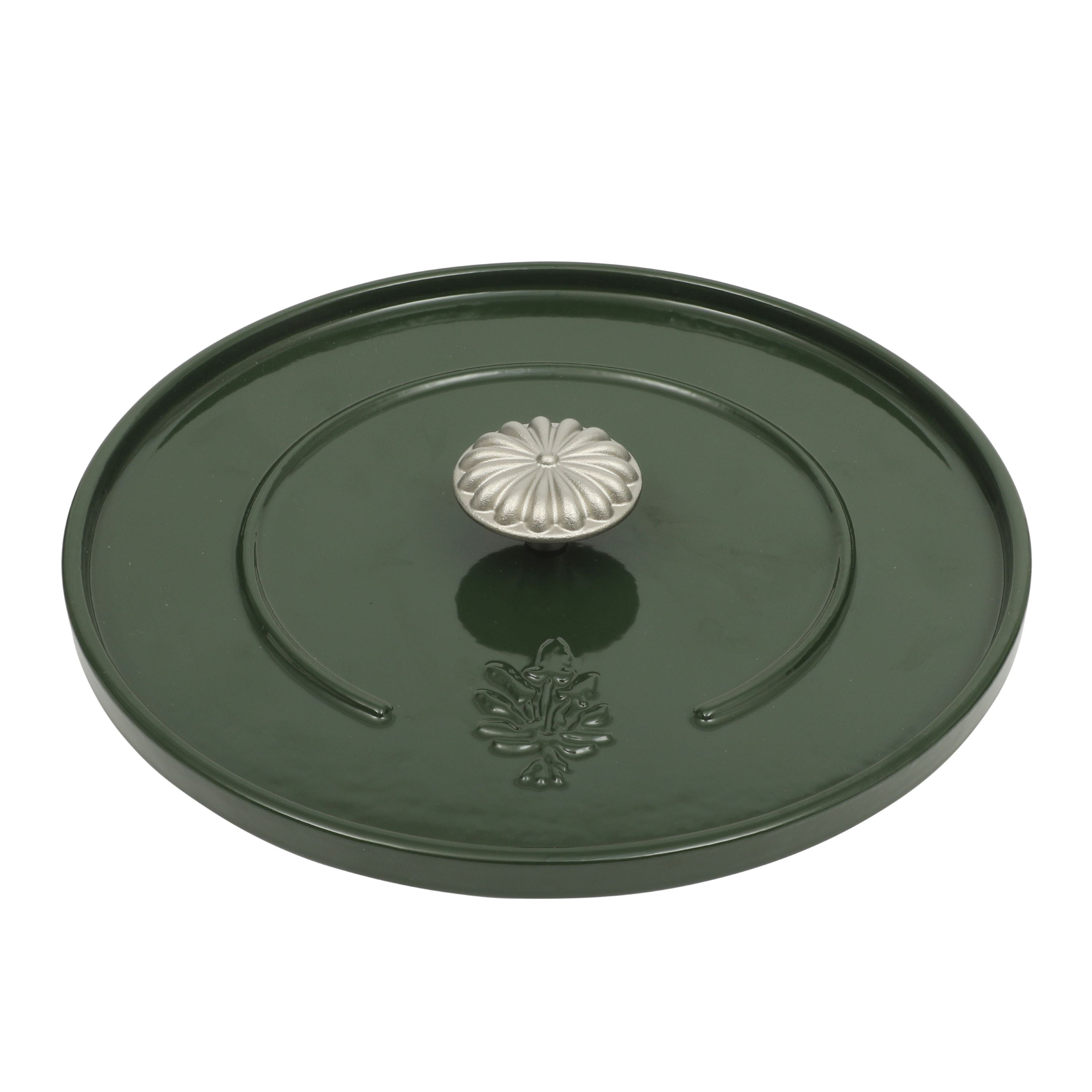 PioneerHome™ 5-Quart Enamel Cast Iron Dutch Oven with Lid, Dark Green - Rustic Home - PioneerHome™