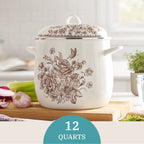PioneerHome™ Agatha 12 Qt Enamel on Steel Stock Pot with Lid, Brown - Farmhouse - PioneerHome™