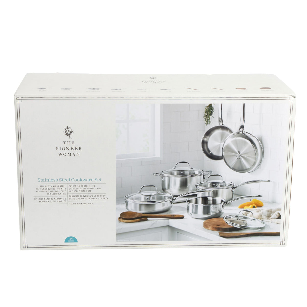 PioneerHome™ 14-Piece Stainless Steel Cookware Set, Cooking Pots and Pans Set with Kitchen Utensils - PioneerHome™