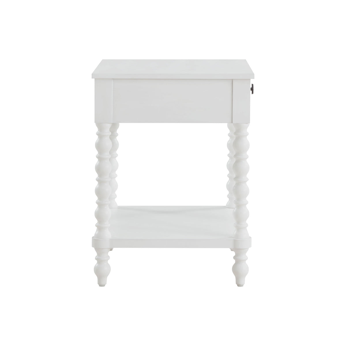 PioneerHome™ Harper Spindle Nightstand with USB Charging Ports, Adults and Teens, White Finish - PioneerHome™