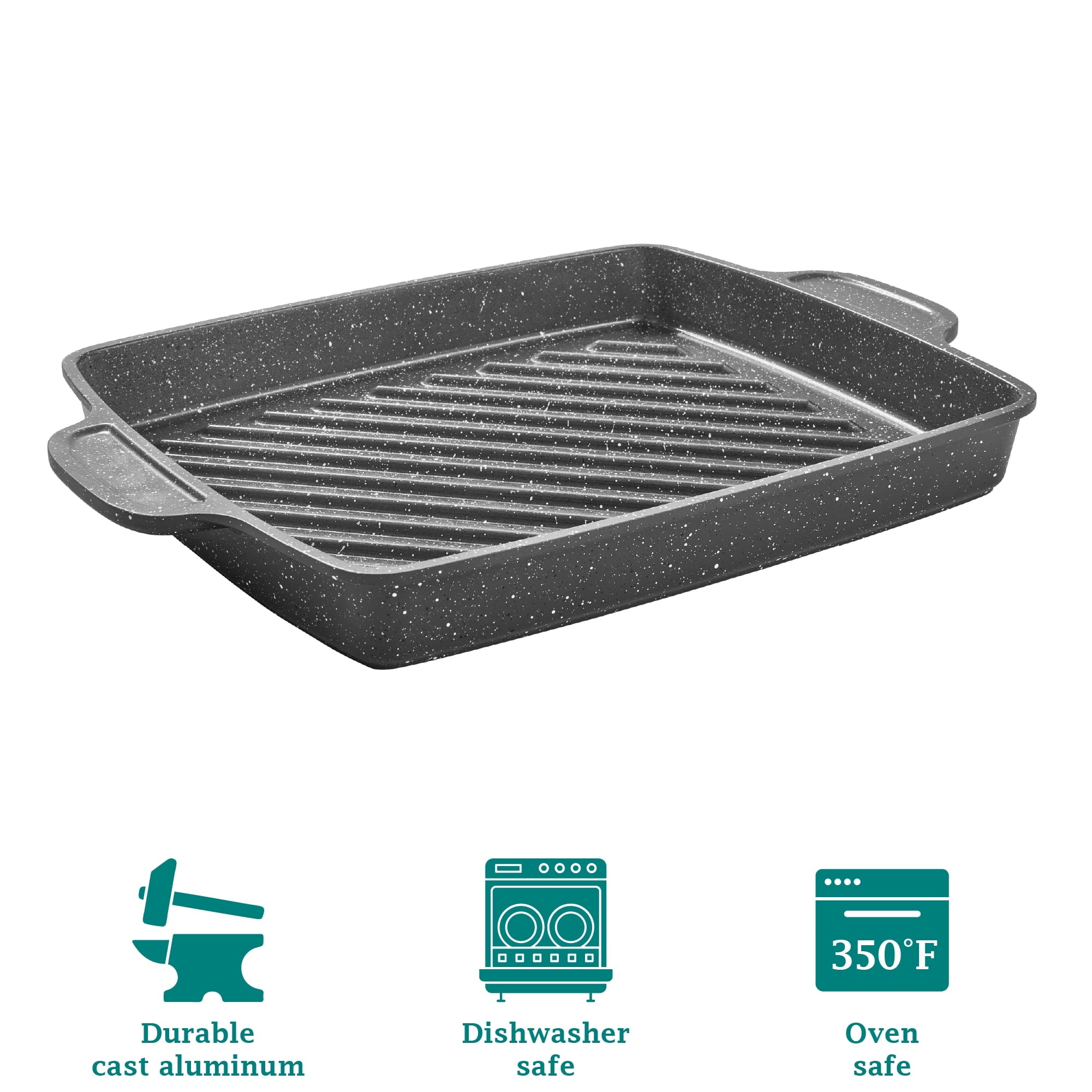 PioneerHome™ Prairie Signature 10x12 inch Cast Aluminum Nonstick Cowboy Steak Pan with Speckled Design - PioneerHome™