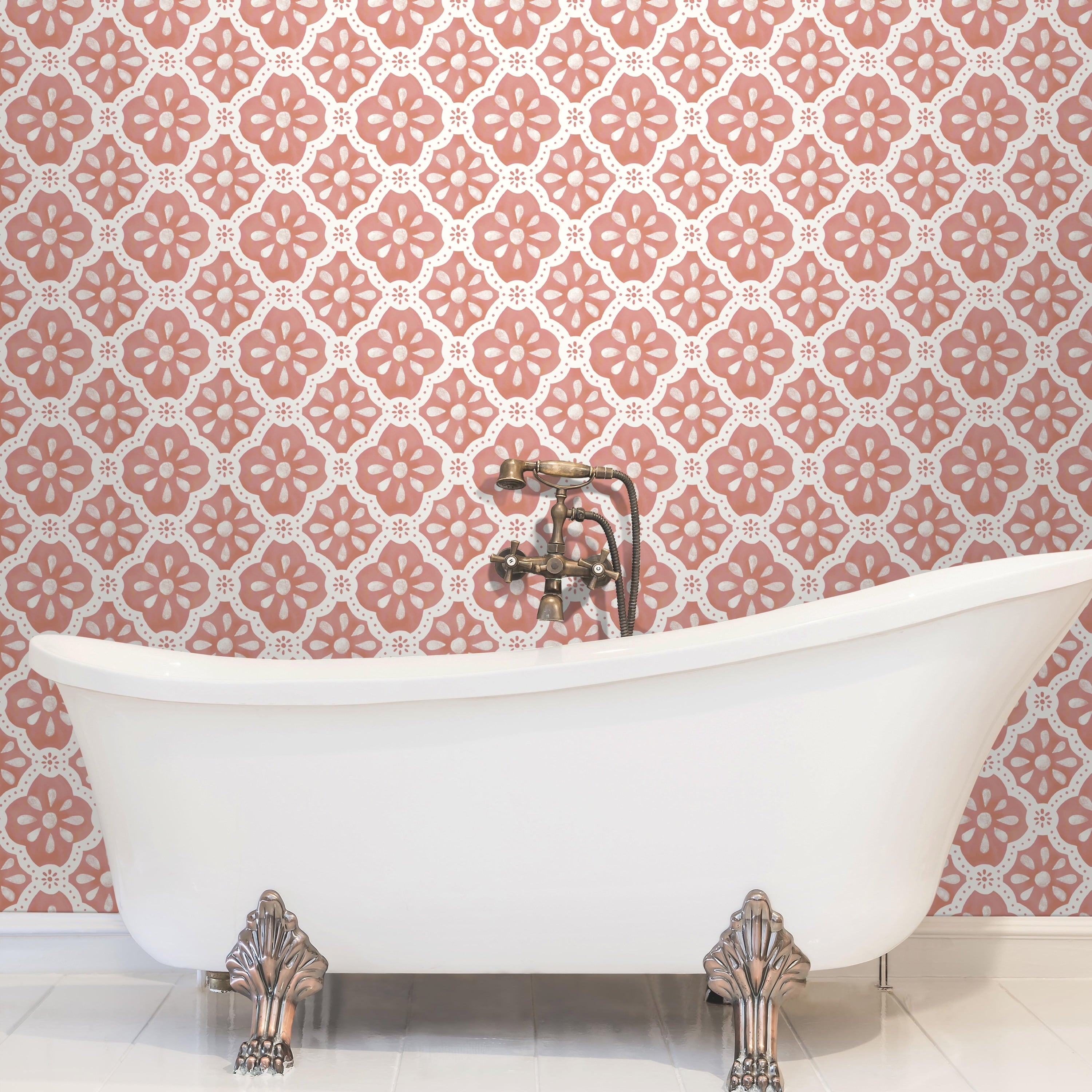 PioneerHome™ Pink Salmon Washy Trellis Peel and Stick Wallpaper, 18" x 18.86' - PioneerHome™