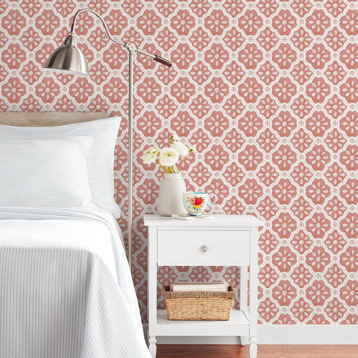 PioneerHome™ Pink Salmon Washy Trellis Peel and Stick Wallpaper, 18" x 18.86' - PioneerHome™